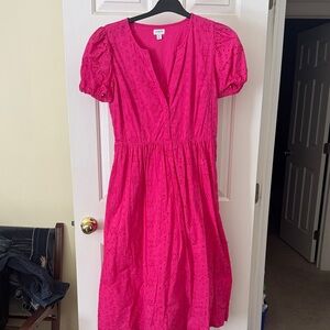 J.CREW Fuchsia Eyelet Midi Dress